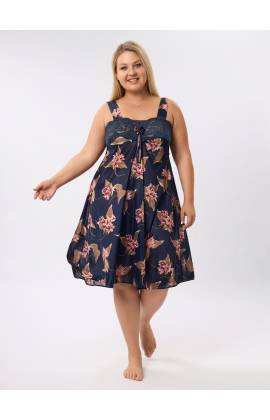 Сорочка MarBin 8704 (Цветы тём. синие)