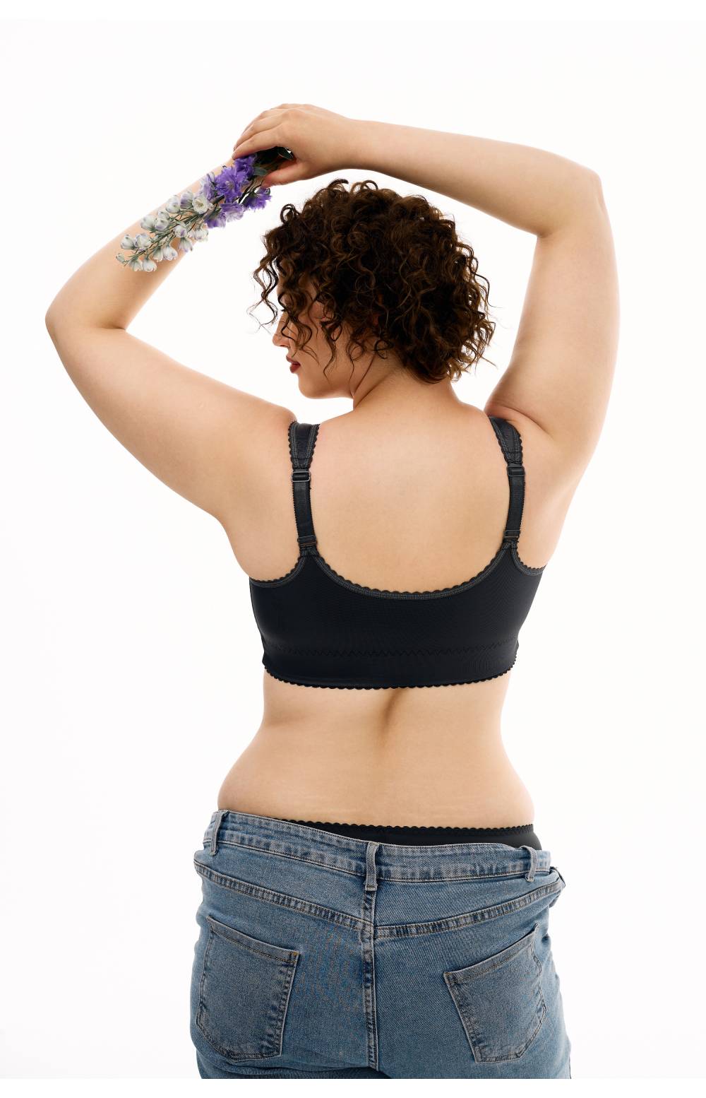 Бюстгальтер застежка спереди Sermija 19025 Agatha без косточек (Черный)