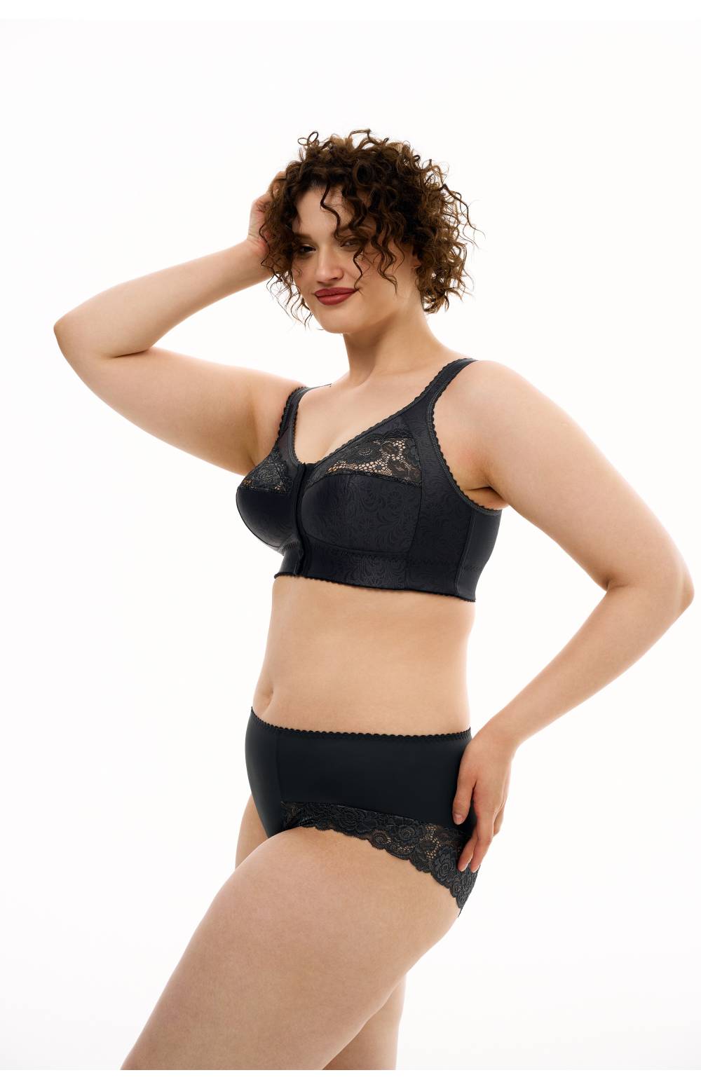 Бюстгальтер застежка спереди Sermija 19025 Agatha без косточек (Черный)