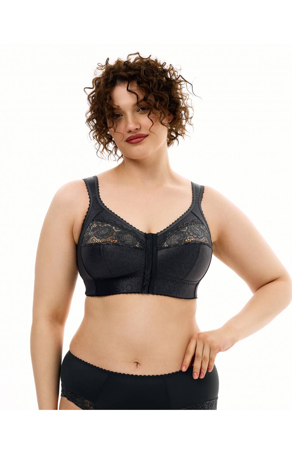 Бюстгальтер застежка спереди Sermija 19025 Agatha без косточек (Черный)