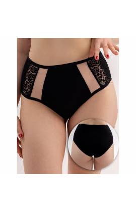 Трусы с высокой посадкой SERMIJA 4825 (Черно - Бежевый)