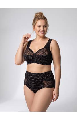 Бюстгальтер хлопок VALMIRA 1101 ROZE с мягкой чашкой без косточек (Черный с лотосом в горошек)
